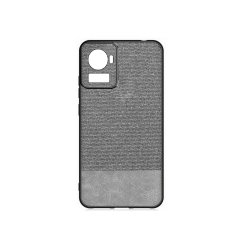 Microcase Oneplus Ace Fabrik Kumaş ve Deri Desen Kılıf -Gri