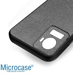 Microcase Oneplus Ace Fabrik Kumaş ve Deri Desen Kılıf -Gri
