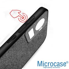 Microcase Oneplus Ace Fabrik Kumaş ve Deri Desen Kılıf -Gri