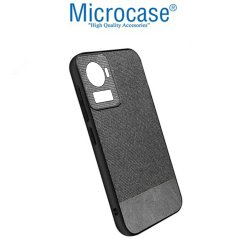 Microcase Oneplus Ace Fabrik Kumaş ve Deri Desen Kılıf -Gri