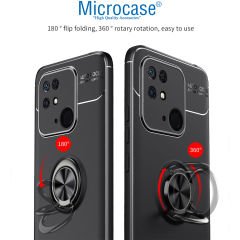 Microcase Xiaomi Redmi 10C Focus Serisi Yüzük Standlı Silikon Kılıf - Siyah