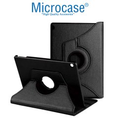 Microcase Huawei Mediapad T3 10 9.6 inch 360 Derece Döner Standlı Deri Kılıf - Siyah