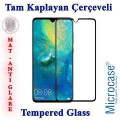 Microcase Huawei Mate 20 Tam Kaplayan Çerçeveli Tempered Ekran Koruyucu - MAT SİYAH