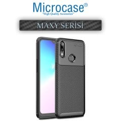 Microcase Samsung Galaxy A10s Maxy Serisi Carbon Fiber Silikon Kılıf - Siyah