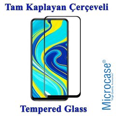 Microcase Xiaomi Redmi Note 9 Pro Tam Kaplayan Çerçeveli Tempered Ekran Koruyucu - Siyah
