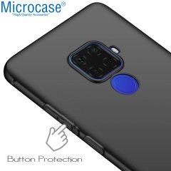 Microcase Huawei Mate 30 Lite Elektrocase Serisi Kamera Korumalı Silikon Kılıf - Siyah + Tempered Glass Cam Koruma