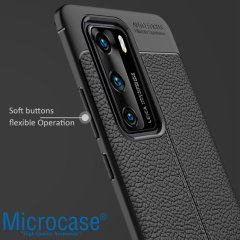 Microcase Huawei P40 Leather Tpu Silikon Kılıf - Siyah