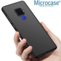 Microcase Huawei Mate 30 Lite Elektrocase Serisi Kamera Korumalı Silikon Kılıf - Siyah + Tempered Glass Cam Koruma