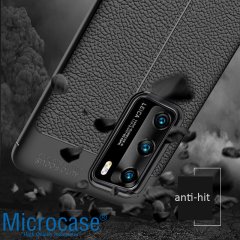 Microcase Huawei P40 Leather Tpu Silikon Kılıf - Siyah
