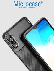 Microcase Samsung Galaxy A20s Maxy Serisi Carbon Fiber Silikon Kılıf - Siyah