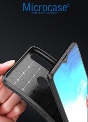 Microcase Samsung Galaxy A20s Maxy Serisi Carbon Fiber Silikon Kılıf - Siyah