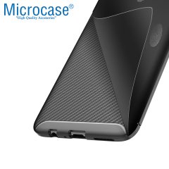 Microcase Samsung Galaxy A20s Maxy Serisi Carbon Fiber Silikon Kılıf - Siyah