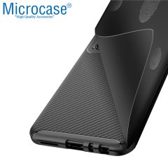 Microcase Xiaomi Redmi Note 8 Maxy Serisi Carbon Fiber Silikon Kılıf - Siyah + Tempered Glass Cam Koruma