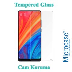 Microcase Xiaomi Mi Mix 2S Fabrik Serisi Kumaş ve Deri Desen Kılıf - Siyah + Tempered Glass Cam Koruma