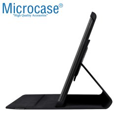 Microcase Huawei Mediapad T5 10.1 inch 360 Derece Döner Standlı Deri Kılıf - Siyah