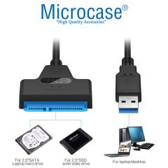 Microcase USB 3.0 to 2.5 inç Sata HDD SSD Çevirici Veri Aktarma Kurtarma Kablosu - AL2625