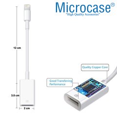 Microcase Lightning iPhone iPad to USB Kamera Adaptörü - Lightning to USB Beyaz - AL2470