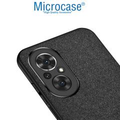 Microcase Honor 50 SE Fabrik Serisi Kumaş ve Deri Desen Kılıf - Siyah
