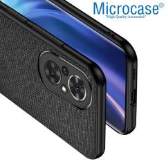Microcase Honor 50 SE Fabrik Serisi Kumaş ve Deri Desen Kılıf - Siyah