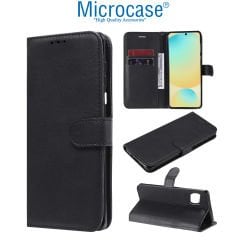 Microcase Samsung Galaxy S24 FE Darbeye Dayanıklı Cüzdanlı ve Standlı Kapaklı Deri Kılıf Siyah AL4232