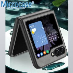 Microcase Samsung Galaxy Z Flip5 için Deri Desenli Plastik Koruma Kılıf - AL3156
