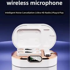 Microcase Lightning Girişli Çiftli Profesyonel Wireless Kablosuz Yaka Mikrofonu Lavalier - AL4136