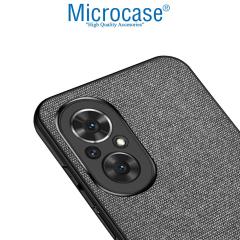 Microcase Honor 50 SE Fabrik Serisi Kumaş ve Deri Desen Kılıf - Gri