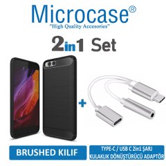 Xiaomi Mi 6 Brushed Silikon Kılıf + Şarj ve Kulaklık Dönüştücü