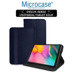 Microcase Samsung Galaxy Tab A 10.1 2019 T510 Delüx Serisi Universal Standlı Deri Kılıf - Lacivert + Tempered Glass Cam Koruma