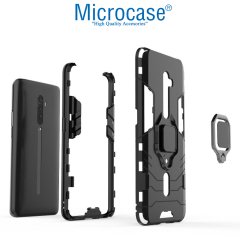Microcase Oppo Reno 2 Batman Serisi Yüzük Standlı Armor Kılıf - Siyah