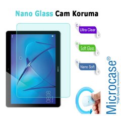 Microcase Huawei Mediapad T3 10 9.6 inch Book Case Standlı Deri Kılıf - Siyah + Nano Esnek Ekran Koruma Filmi