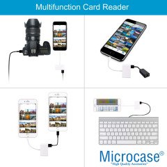 Microcase Lightning iPhone iPad to SD-MicroSD Kart Okuyuculu USB Kamera Adaptörü - Beyaz - AL2473