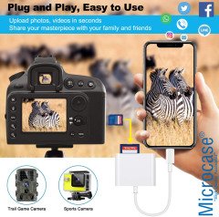 Microcase Lightning iPhone iPad to SD-MicroSD Kart Okuyuculu USB Kamera Adaptörü - Beyaz - AL2473