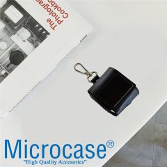 Microcase Airpods Kulaklık ve Şarj Ünitesi için Lüks Leather Case Deri Kılıf - Siyah