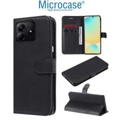 Microcase Xiaomi Redmi Note 14 5G Darbeye Dayanıklı Cüzdanlı ve Standlı Kapaklı Deri Kılıf Siyah AL4232