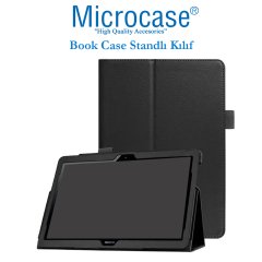 Microcase Huawei Mediapad T3 10 9.6 inch Book Case Standlı Deri Kılıf - Siyah