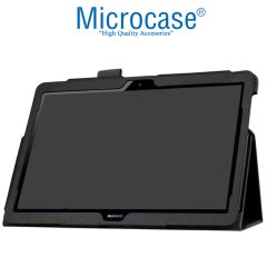 Microcase Huawei Mediapad T3 10 9.6 inch Book Case Standlı Deri Kılıf - Siyah