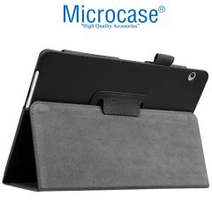 Microcase Huawei Mediapad T3 10 9.6 inch Book Case Standlı Deri Kılıf - Siyah