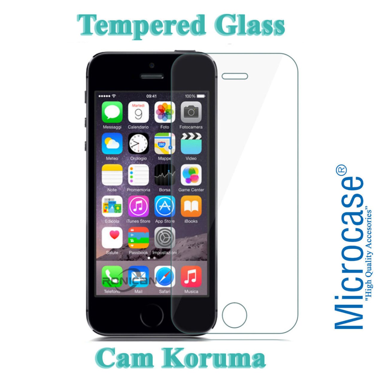 Microcase iPhone 5C Tempered Glass Cam Ekran Koruyucu