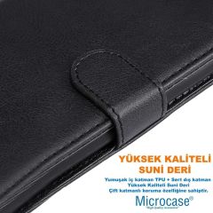 Microcase Xiaomi Redmi Note 14 Pro 5G Darbeye Dayanıklı Cüzdanlı ve Standlı Kapaklı Deri Kılıf Siyah AL4232