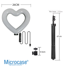 Microcase JM26 Kalpli Telefon Tutacaklı RGB Ring Işık - 26CM + 2.1 MT Tripod - AL5204