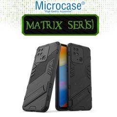 Microcase Xiaomi Poco C40 Matrix Serisi Armor Standlı Perfect Koruma Kılıf -Siyah