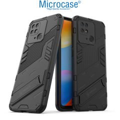 Microcase Xiaomi Poco C40 Matrix Serisi Armor Standlı Perfect Koruma Kılıf -Siyah