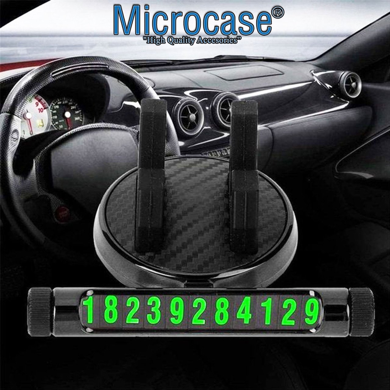 Microcase Mıknatıs Numaratörlü Araç içi Telefon Tutucu Siyah - AL2476