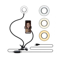 Microcase 3 Işık Modlu Masaüstü Ring Light Telefon Tutuculu Işık USB Girişli Vlog ve Yayın Işığı - AL5208