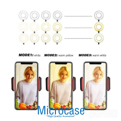 Microcase 3 Işık Modlu Masaüstü Ring Light Telefon Tutuculu Işık USB Girişli Vlog ve Yayın Işığı - AL5208