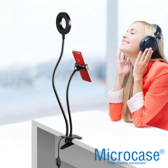 Microcase 3 Işık Modlu Masaüstü Ring Light Telefon Tutuculu Işık USB Girişli Vlog ve Yayın Işığı - AL5208