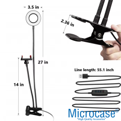 Microcase 3 Işık Modlu Masaüstü Ring Light Telefon Tutuculu Işık USB Girişli Vlog ve Yayın Işığı - AL5208