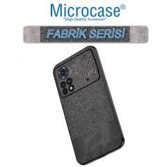 Microcase Xiaomi Poco X4 Pro 5G Fabrik Kumaş ve Deri Desen Kılıf - Siyah