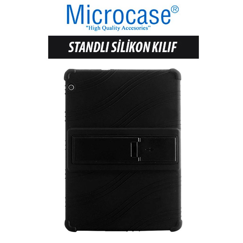 Microcase Huawei Mediapad T5 10.1 inch Standlı Silikon Kılıf - Siyah